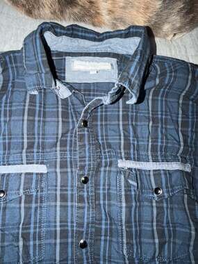 pd&c Men's Blue Plaid Snap Button Western Style Shirt